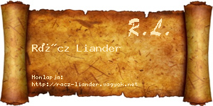 Rácz Liander névjegykártya